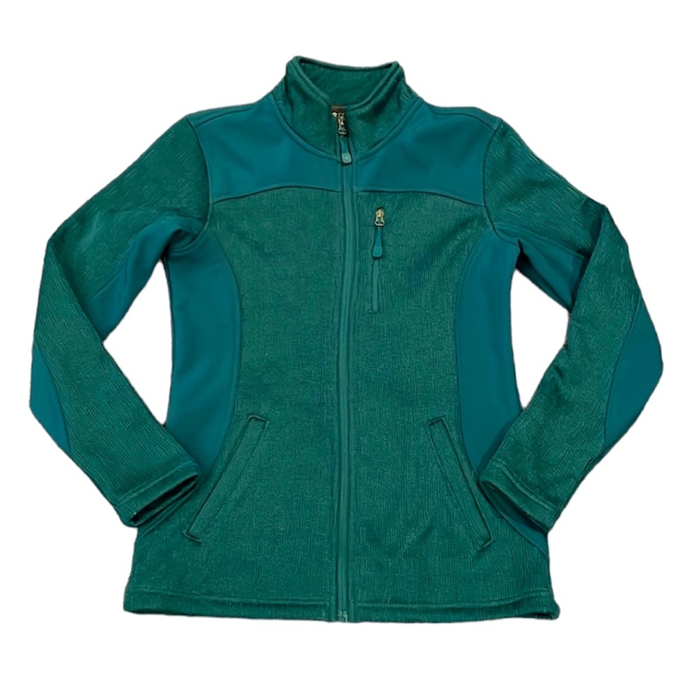 Swiss Tech Tech Sweater Fleece Jacket Full Zip Teal Rain Size XS